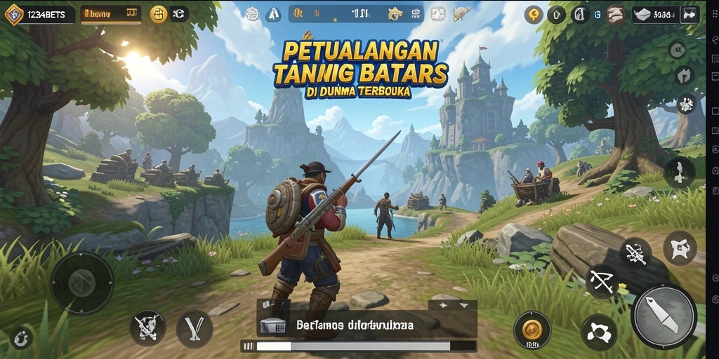 Tangkapan layar gameplay 1234BETS yang menampilkan eksplorasi dunia terbuka.
