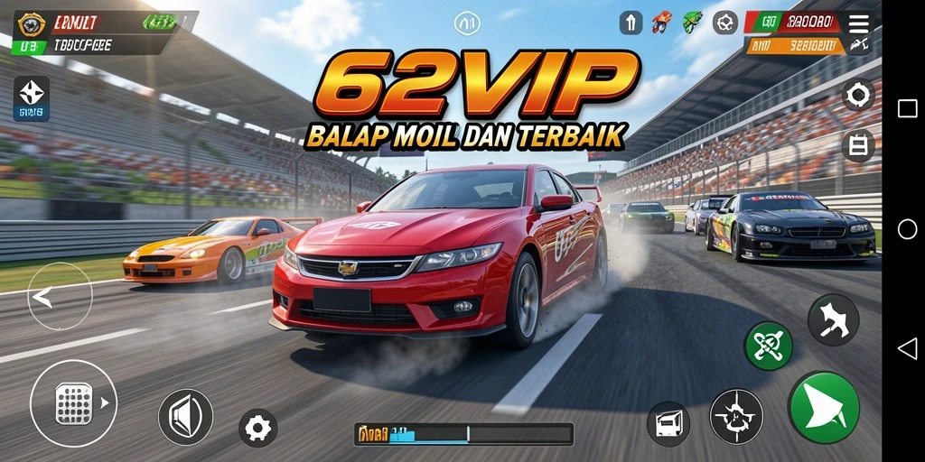 Tampilan gameplay seru dari 62VIP saat balapan.