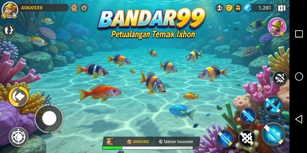 Tampilan gameplay menarik pada BANDAR99 saat menembak ikan.
