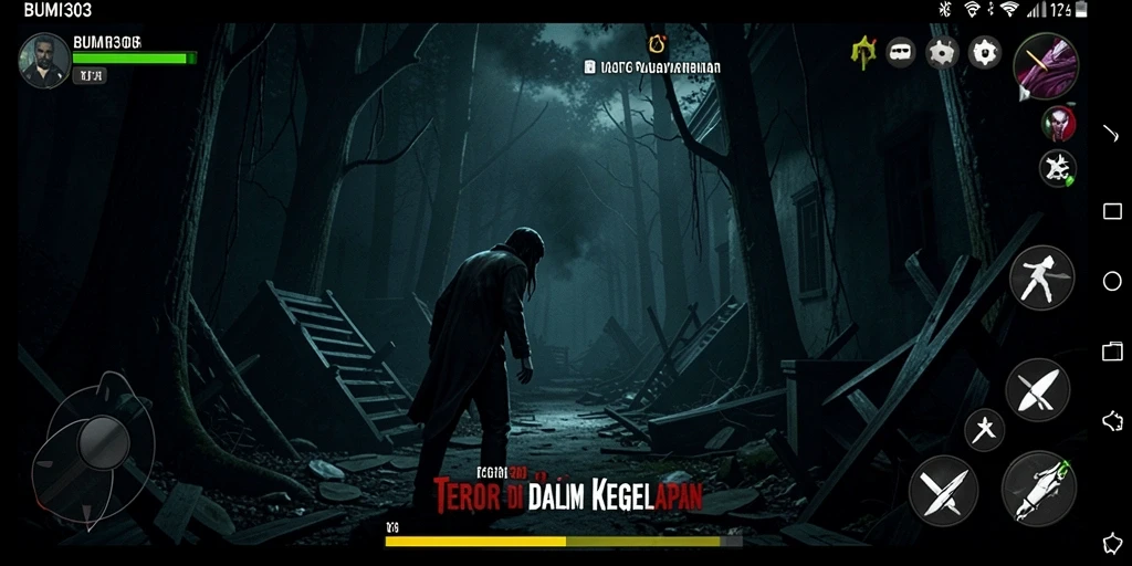 Tampilan gameplay BUMI303 yang menegangkan dan menyeramkan.
