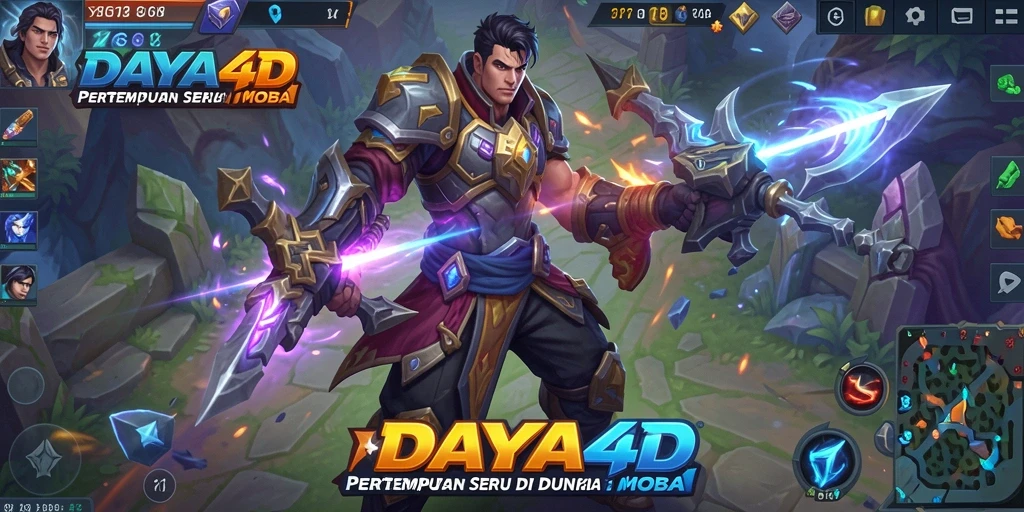Tangkapan layar permainan DAYA4D menampilkan aksi intens dalam pertarungan MOBA.