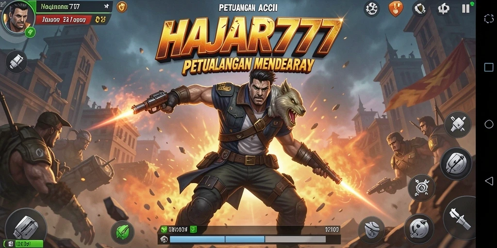 Screenshot menunjukkan aksi seru dalam HAJAR777.