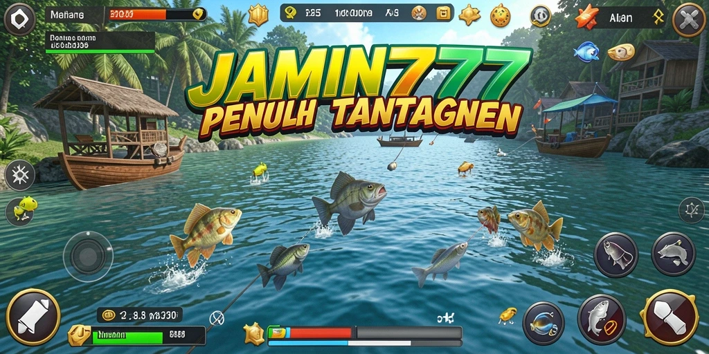 Tampilan gameplay memancing yang seru dan mendebarkan.