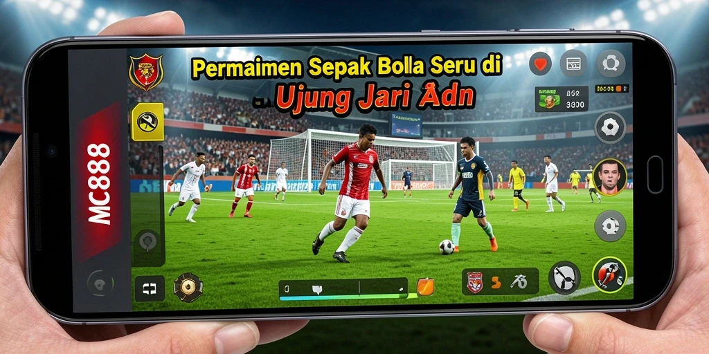 Tampilan gameplay sepak bola yang mendebarkan dan realistis.