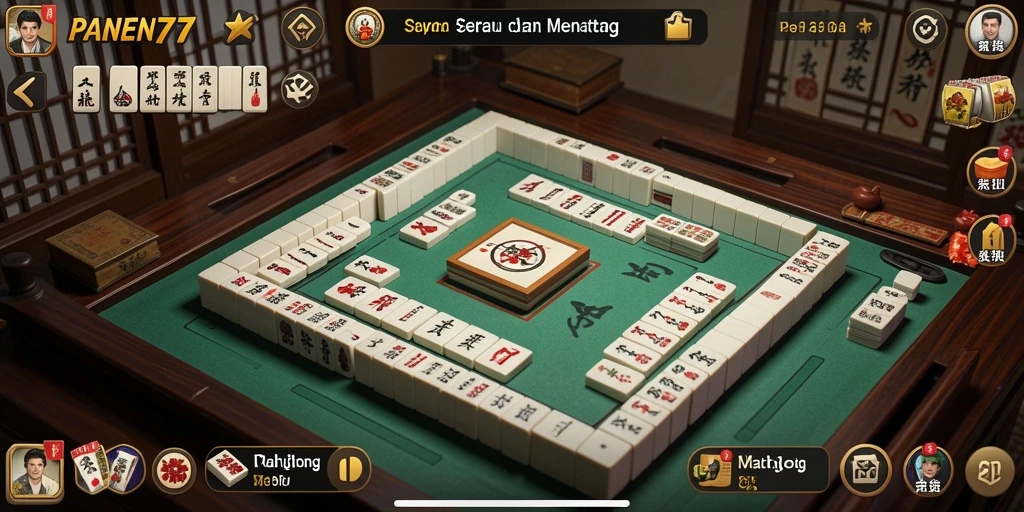 Tampilan gameplay seru di PANEN77 dengan desain Mahjong yang menarik.