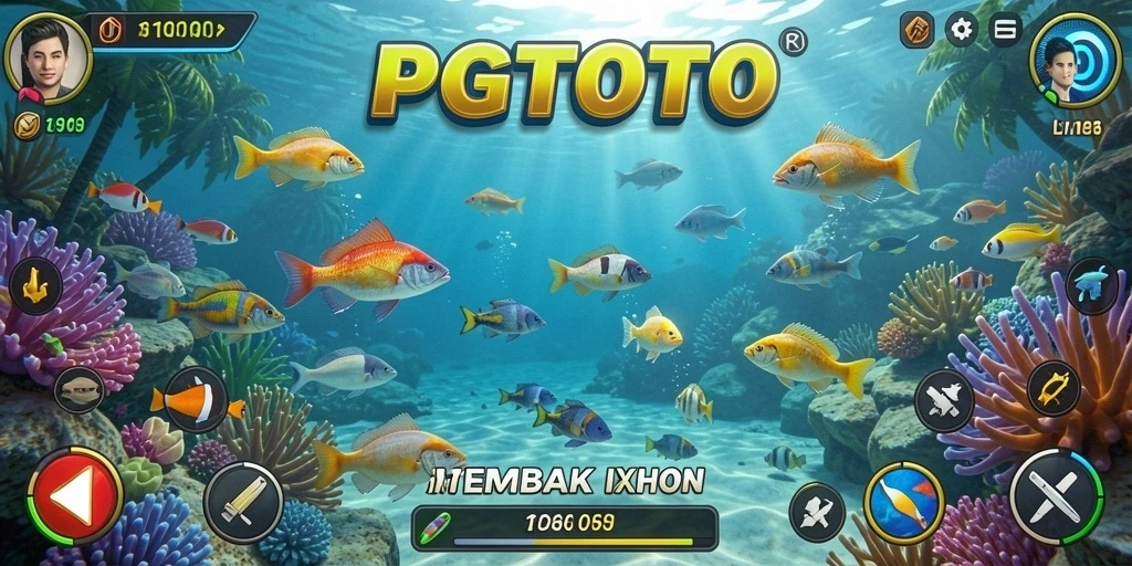 Tampilan gameplay PGTOTO saat menembak ikan yang seru.