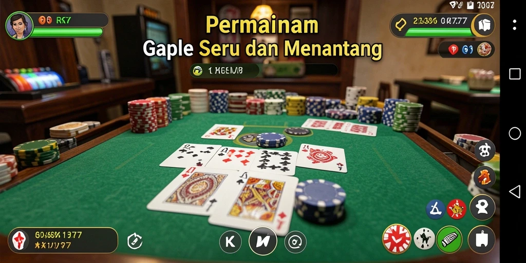 Screenshot gameplay RK77 menunjukkan serunya bermain Gaple bersama teman.